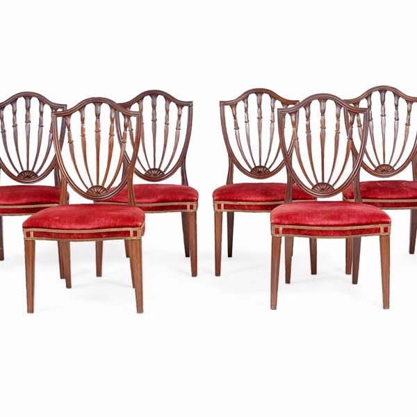 Sei sedie in mogano, Inghilterra XIX secolo