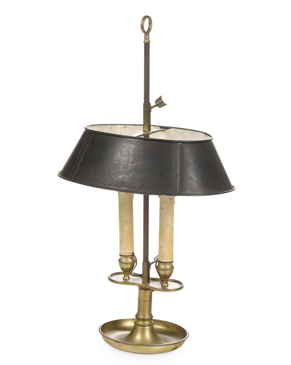 Lampada bouillotte in bronzo dorato, XIX secolo