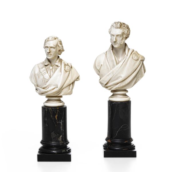 Inghilterra, prima metà del XIX secolo, firmati sul retro Due busti virili