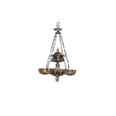 Lampadario in Bronzo e Bronzo Dorato. XIX-XX Secolo