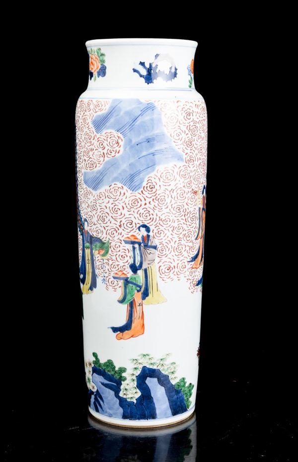 Vaso in porcellana raffigurante scene di vita comune, Cina, Dinastia Qing, XIX secolo