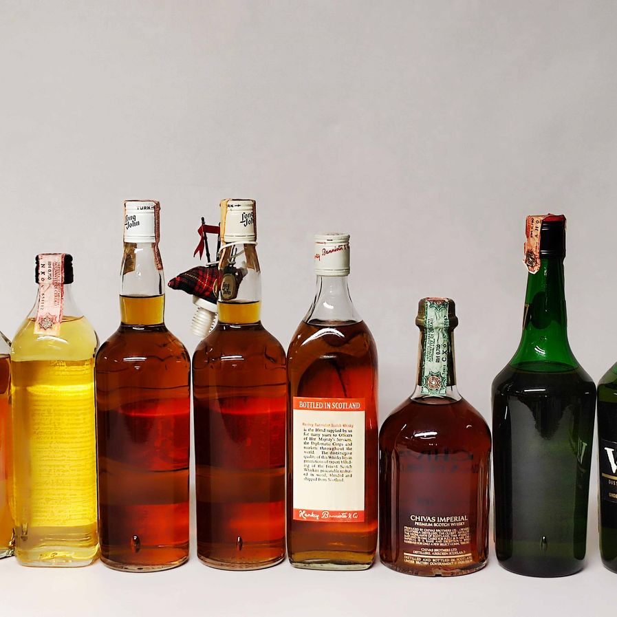 Antiquary, Lack-land, Long John, Hankey, Chivas Imperial, Vat 63, Scoth Whisky