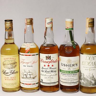 Glen Glover, Flying Scot, Crawford's, Usher's, Dun Eideann, Scoth Whisky