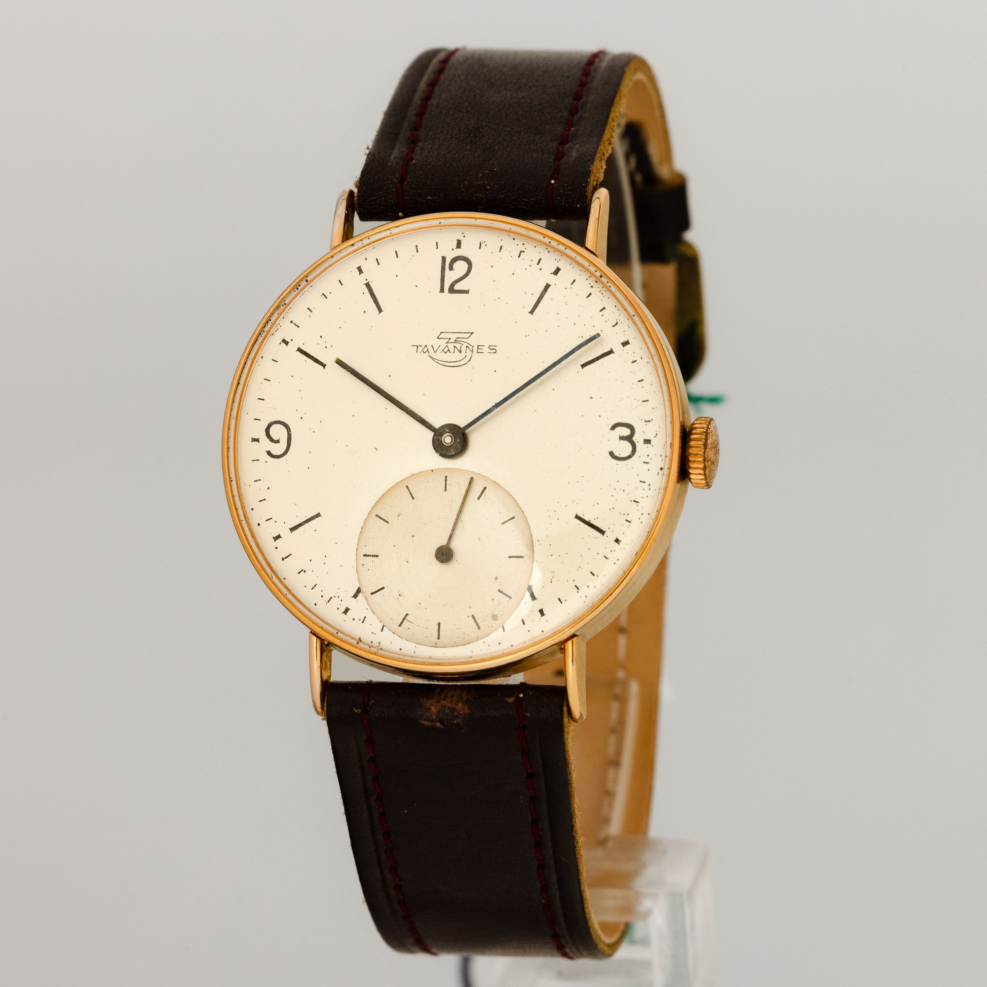 Tavannes - Solo Tempo in Oro 18k, Carica Manuale, Quadrante Argentè, Secondi Ad Ore Sei e Numeri ...