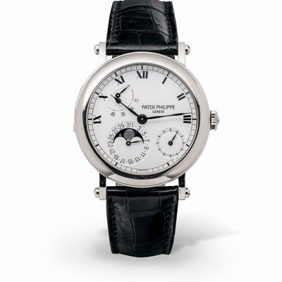 Complicato e Classico Calatrava Ref 5054 G in Oro Bianco 18k in Perfetto Stato di Conservazione c...