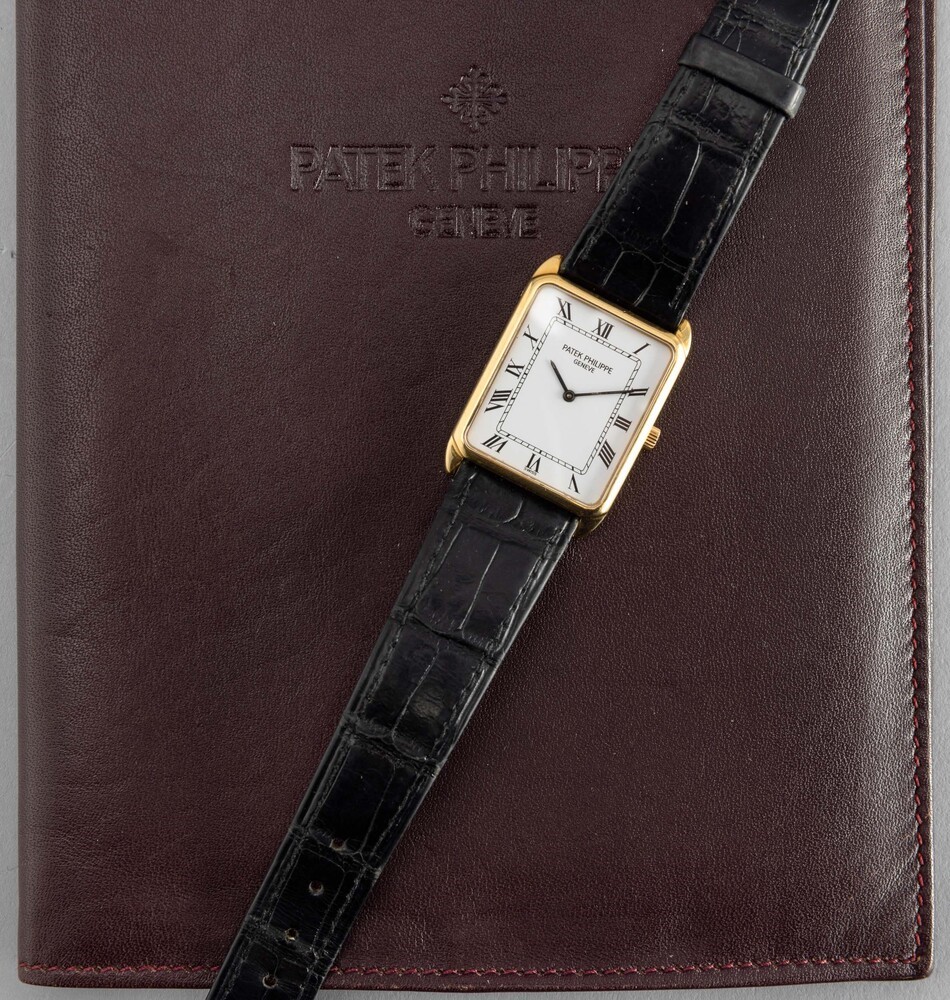 Patek Philippe - Raffinato Gondolo di Forma Rettangolare in Oro Giallo 18k, Quadrante Bianco con ...