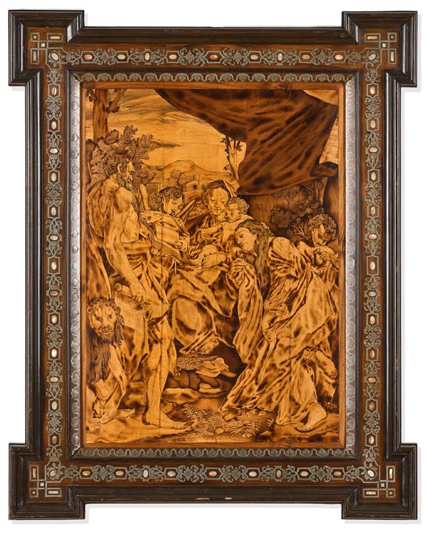 Tarsia in legni diversi. Giovanni Maffezzoli (1774 - 1818) La Madonna di San Girolamo