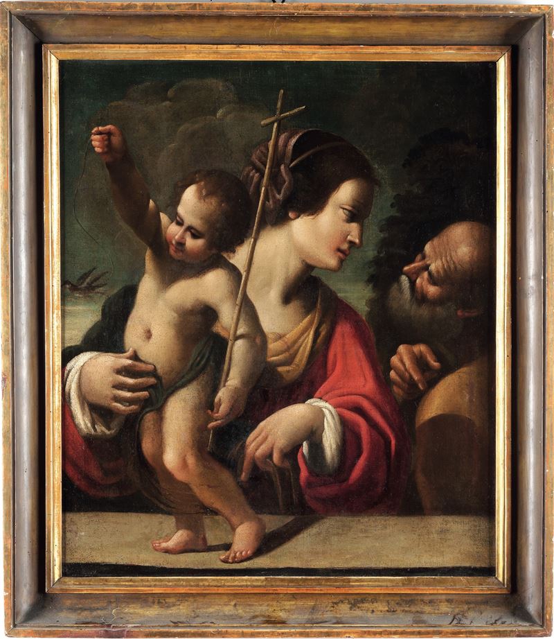 Scuola emiliana del XVII secolo Sacra Famiglia  - olio su tela - Asta Pittura Antica - Cambi Casa d'Aste