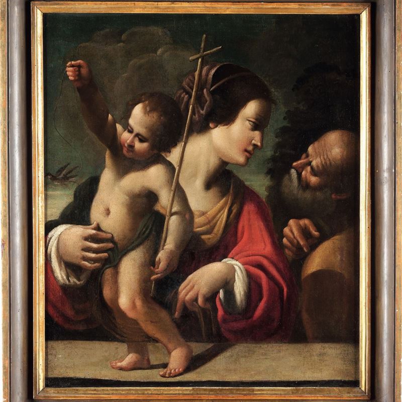 Scuola emiliana del XVII secolo Sacra Famiglia  - olio su tela - Asta Pittura Antica - Cambi Casa d'Aste
