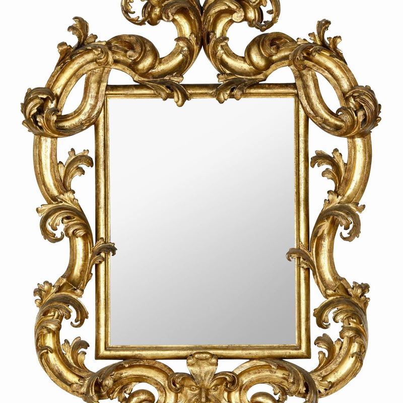 Specchiera in legno intagliato e dorato. XVII-XVIII secolo  - Asta Dimore Italiane - Cambi Casa d'Aste