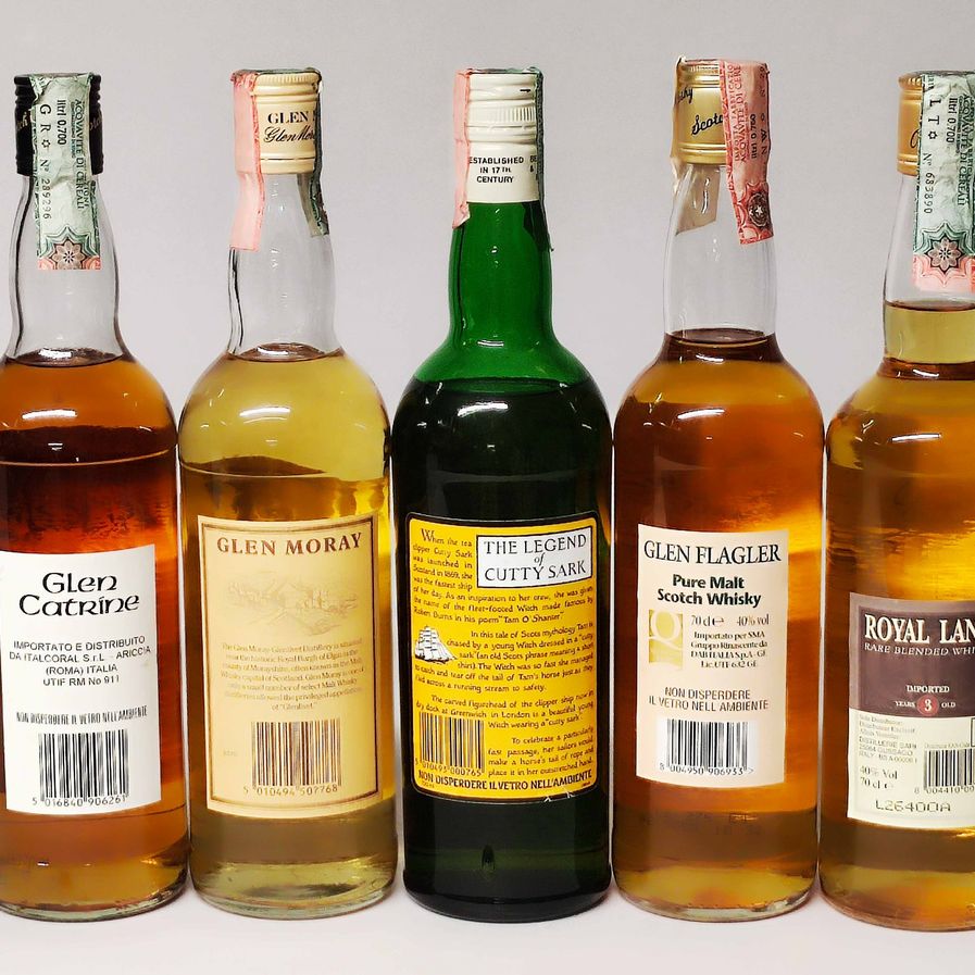 Glen Catrine, Glen Moray, Cutty Sark, Glen Flagler, Royal Land, Scoth Whisky