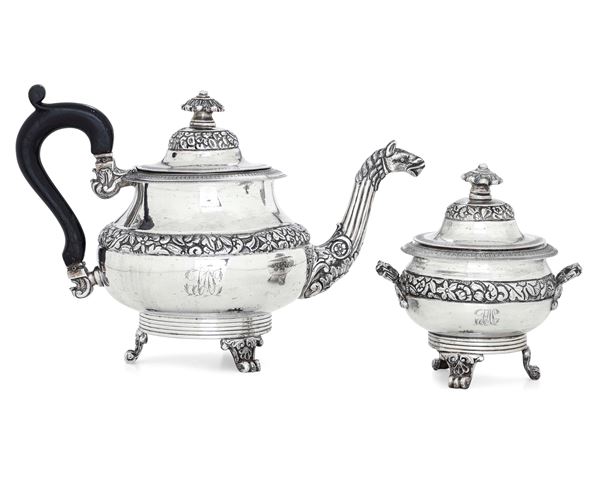 A teapot and sugar pot, Naples, 1800s
