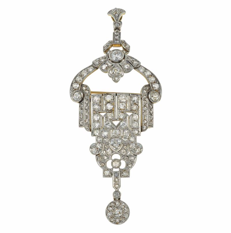 Pendente con diamanti di vecchio taglio  - Auction Fine Jewels - Cambi Casa d'Aste