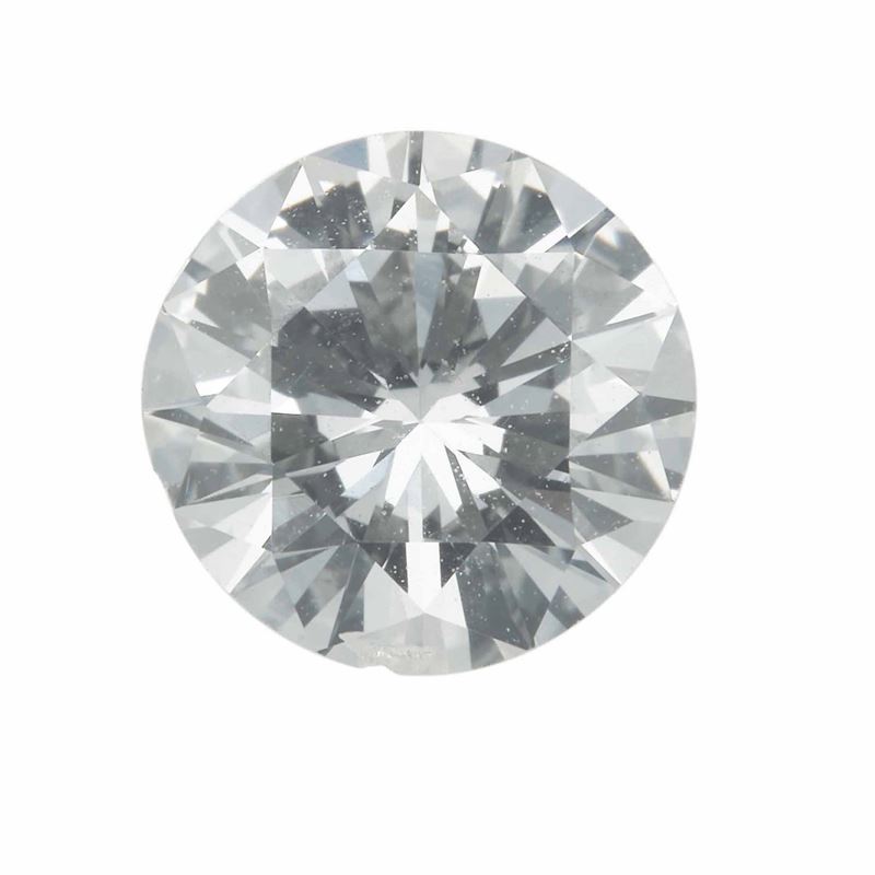 Diamante taglio brillante di ct 0.88, colore K, caratteristiche interne SI1, fluorescenza UV debole azzurra  - Auction Fine Jewels - Cambi Casa d'Aste