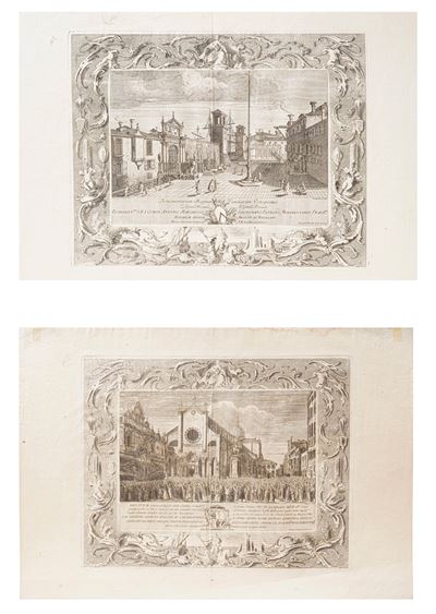 Giampiccoli Marco Sebastiano. Ingresso Dell'arsenale e Veduta di Campo Santi Giovanni e Paolo, Du...