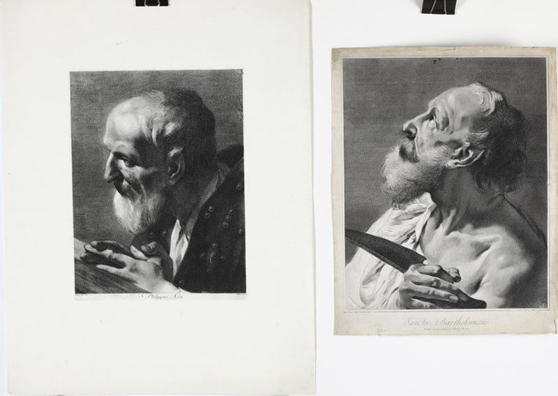 Marco Alvise Pitteri- Giovanni Battista Piazzetta. San Filippo Neri e San Bartolomeo.  - Auction Prints, Views and Maps - Cambi Casa d'Aste