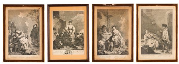 F. Bernardi-J. Renard-A.Cappelan- J.Wagner-. GB. Piazzetta 4 stampe tratte da quadri di G.B- Piazzetta Serie tratta da quadri di Giovanni Battista Piazzetta, Venezia secolo XVIII.