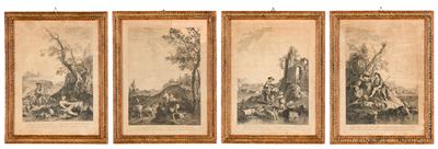 Zuccarelli Antonio-joseph Wagner. Serie di Quattro Incisioni di Soggetto Campestre con Riferiment...