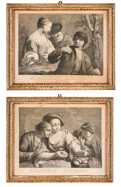 Alessandri Innocente- Domenico Maggiotto. Donna con Canestro di Frutta-donna con Due Cacciatori, ...