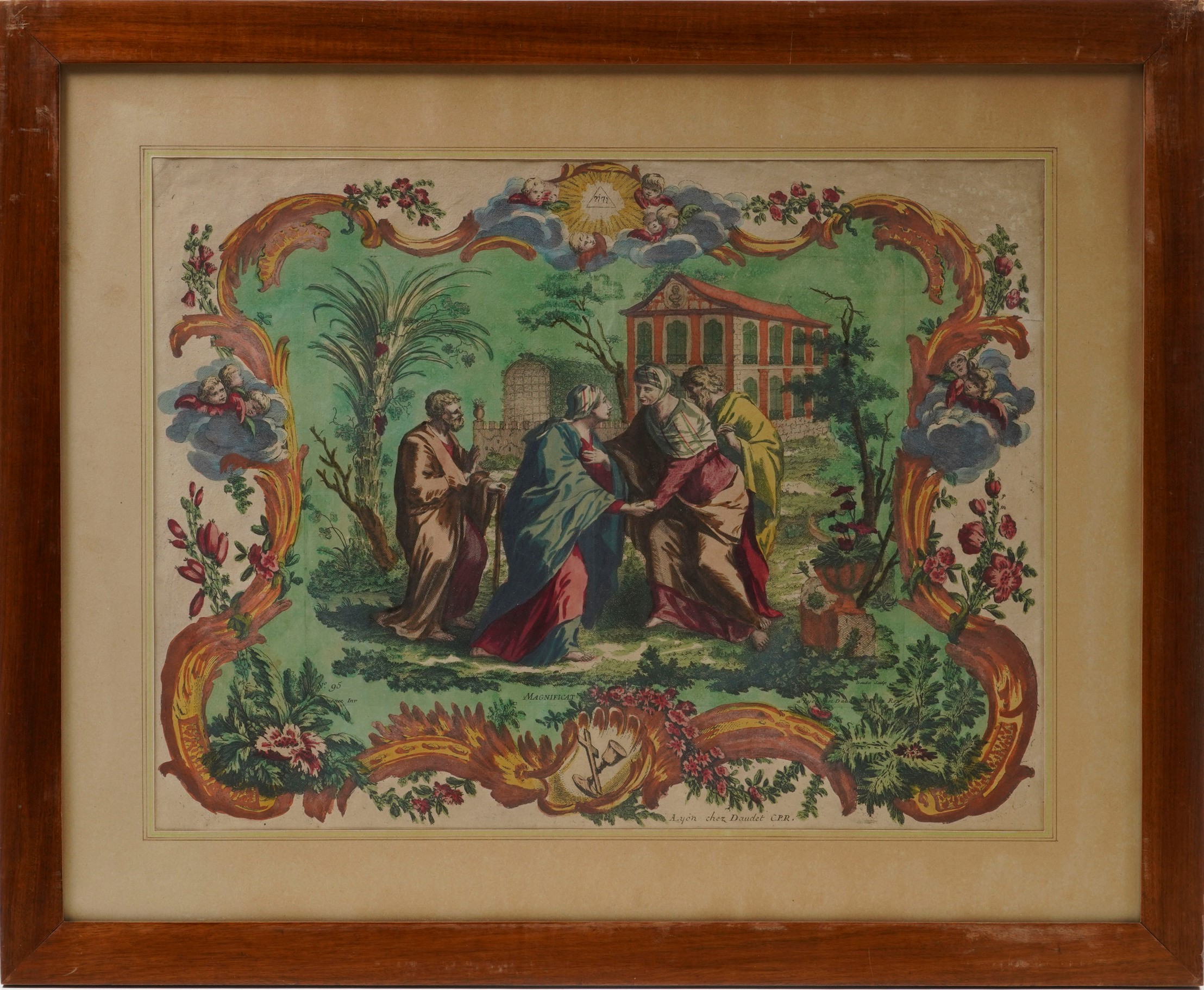 Daudet. Coppia di Stampe Francesi. Gesù al Pozzo- la Visitazione, Lione Secolo XVIII