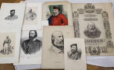 Giuseppe Garibaldi. Serie di 8 Stampe Raffiguranti L'eroe dei Due Mondi.