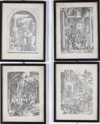 Marcantonio Raimondi. Serie di Quattro Silografie Tratte da “la Vita della Vergine”, Secolo XX.
