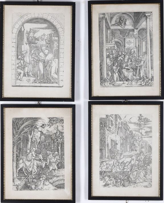 Marcantonio Raimondi. Serie di quattro silografie tratte da “La vita della Vergine”, secolo XX.  - Auction Prints, Views and Maps - Cambi Casa d'Aste