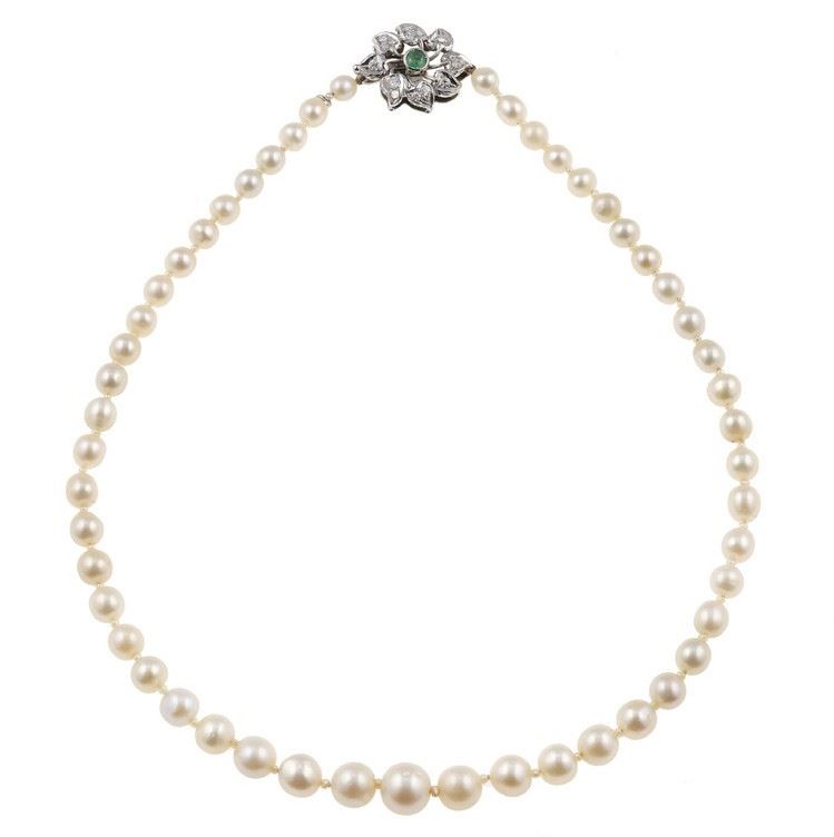 Natural saltwater pearl necklace. Gemmological Report CISGEM n. 71495  - Auction Fine Jewels - Cambi Casa d'Aste