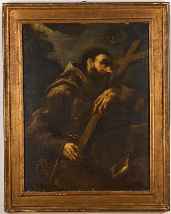 Scuola del XVIII secolo San Francesco in contemplazione del crocifisso