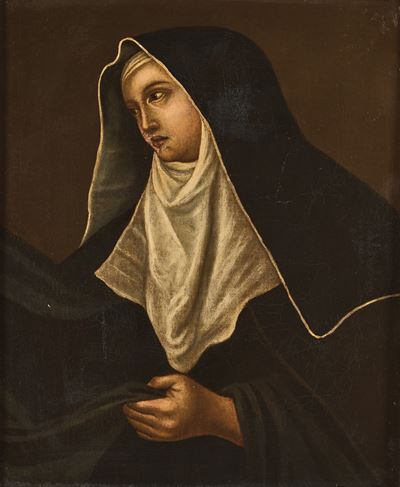 Scuola del XVIII secolo, Ritratto di monaca (santa Rita?), olio su tela