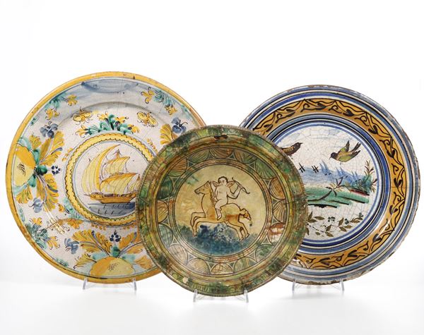 Tre piatti. Vietri sul Mare e Italia centrale, XVIII - XIX secolo