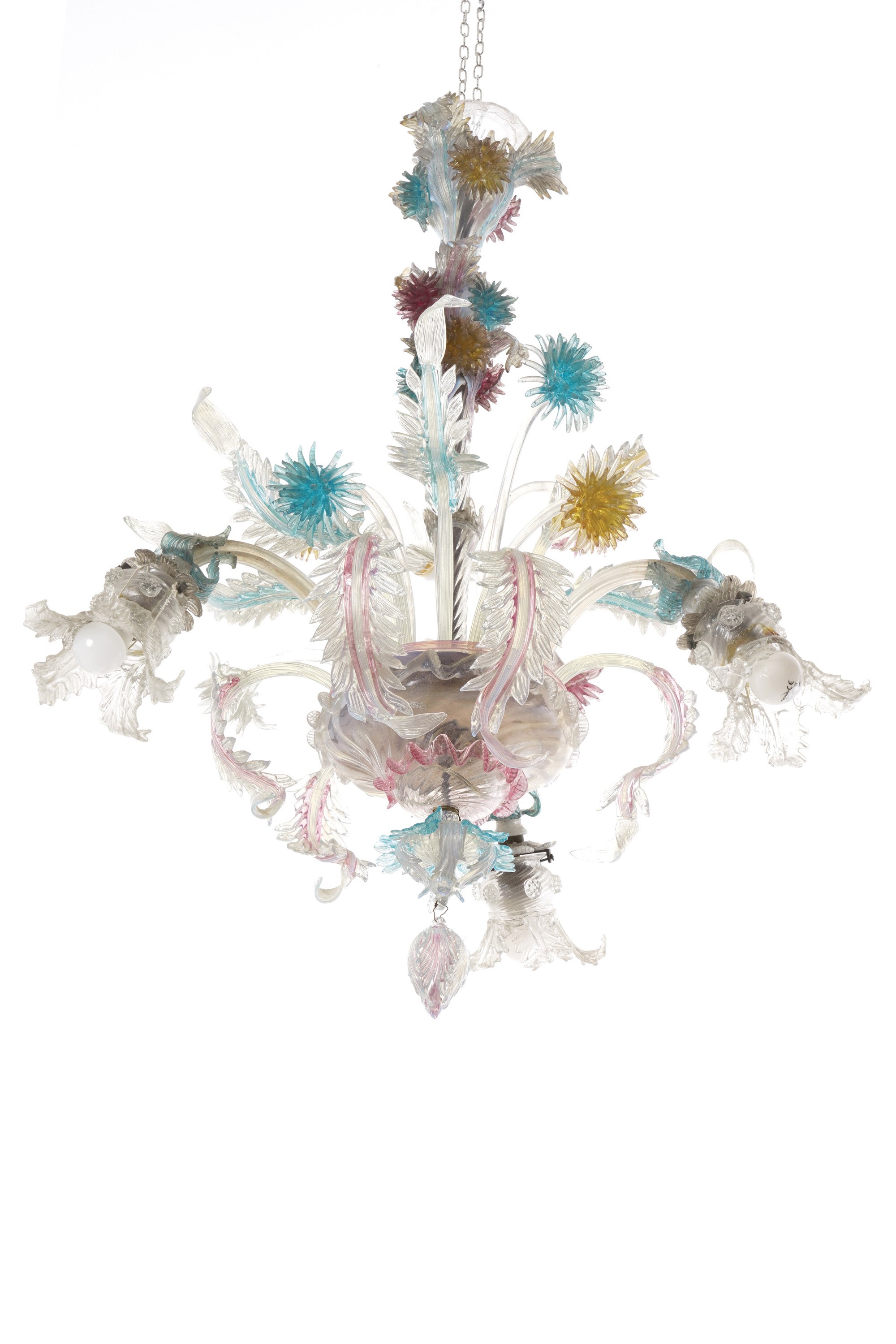 Lampadario a Tre Luci in Vetri di Murano. XX Secolo