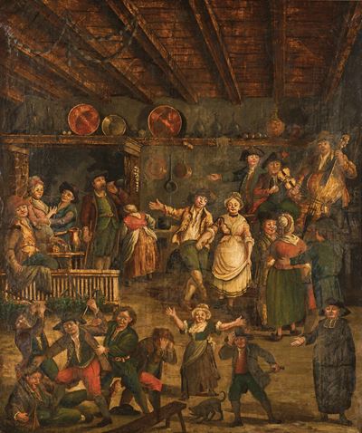 Scuola del XVIII Secolo Scena di Osteria