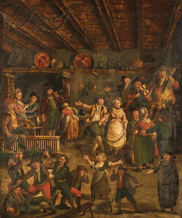 Scuola del XVIII secolo Scena di osteria