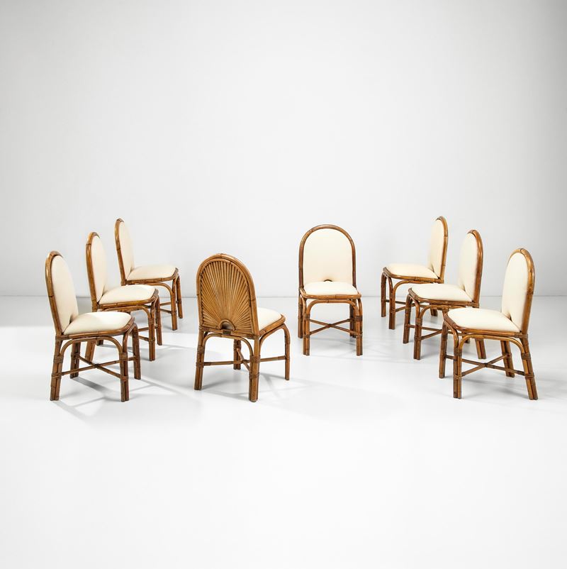 Gabriella Crespi : Otto sedie in bambù della serie Rising Sun.  - Asta Fine Design - Cambi Casa d'Aste