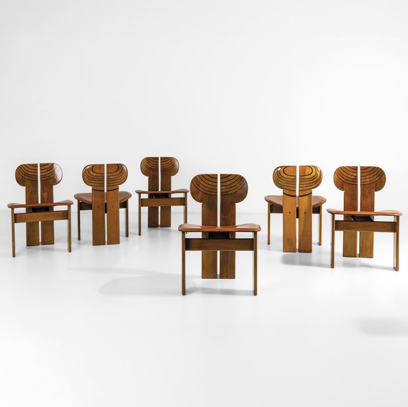Afra e Tobia Scarpa : Sei sedie mod. Africa  - Auction Design 200 - Cambi Casa d'Aste
