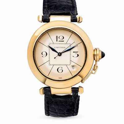 Classico Pashà in Oro Giallo 18k, Quadrante Argentato Grenè Numeri Arabi, Secondi Centrali e Lanc...