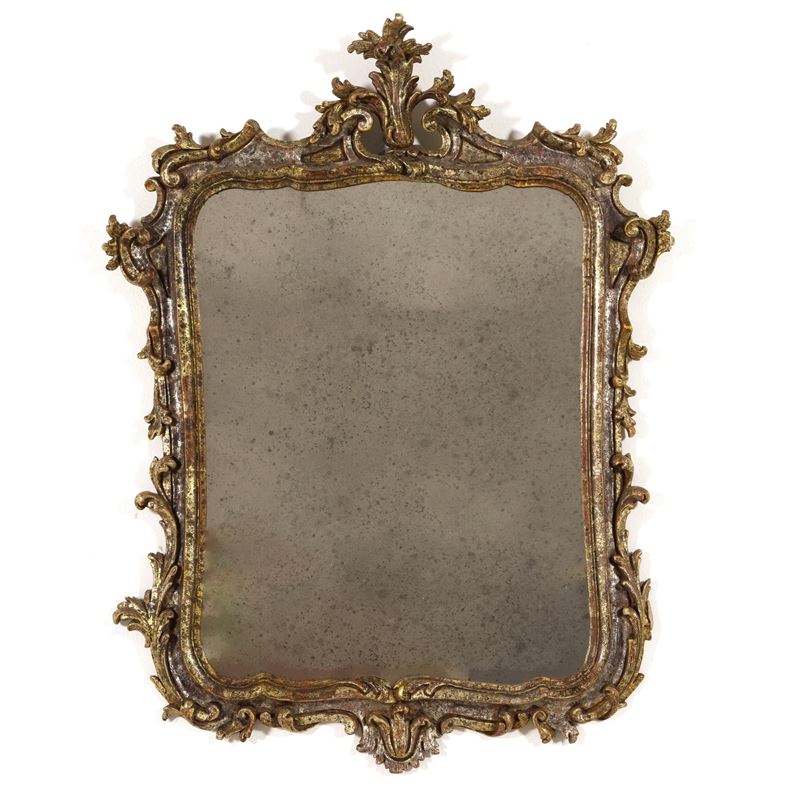 Specchiera in legno intagliato e dorato. XIX secolo  - Asta Antiquariato - Cambi Casa d'Aste