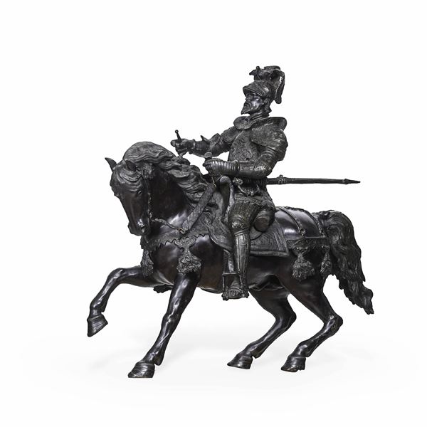Fonditore del XIX secolo Carlo V a cavallo