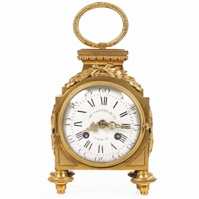 Orologio Tipo Maresciallo in Bronzo Dorato, Firmata De Contrejean a Douay, XIX Secolo