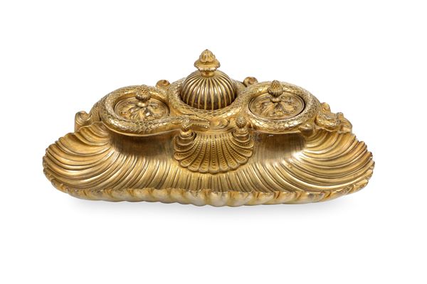 Calamaio in bronzo dorato. Fonditore del XIX secolo