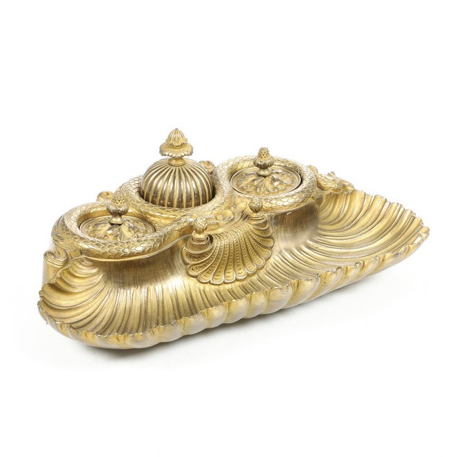 Calamaio in Bronzo Dorato. Fonditore del XIX Secolo