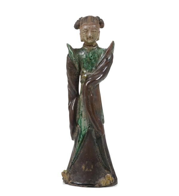 Figurina femminile in terracotta smaltata, Cina, XX secolo
