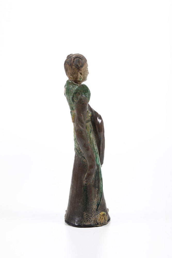 Figurina Femminile in Terracotta Smaltata, Cina, XX Secolo