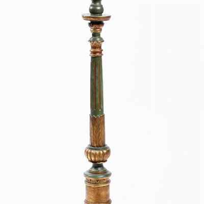 Torciera in Legno Intagliato, Laccato e Dorato. XVIII Secolo