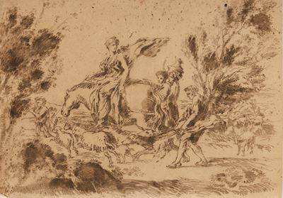 (XIX Secolo) Paesaggio con Pastori