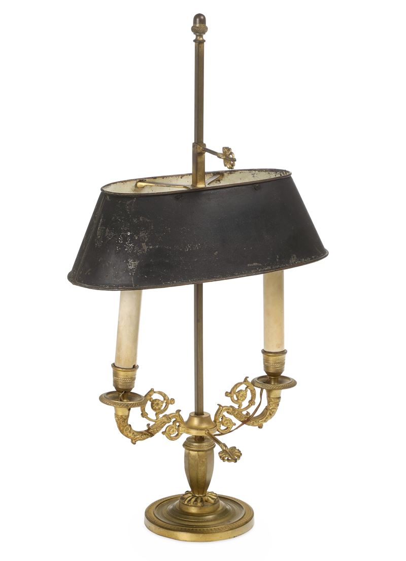 Lampada bouillotte in bronzo dorato, XIX secolo  - Auction Italian Mansions - Cambi Casa d'Aste