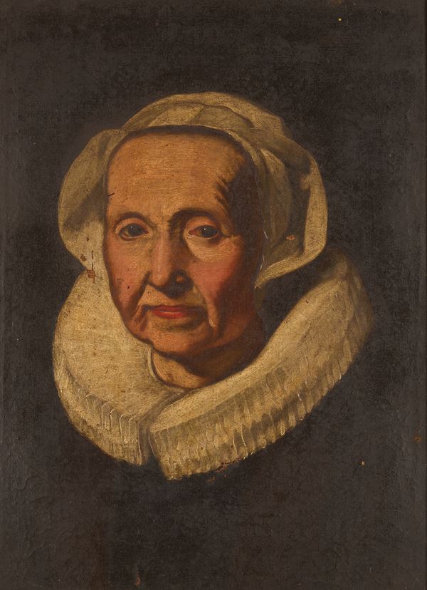 Scuola olandese del XVII secolo Ritratto di anziana signora