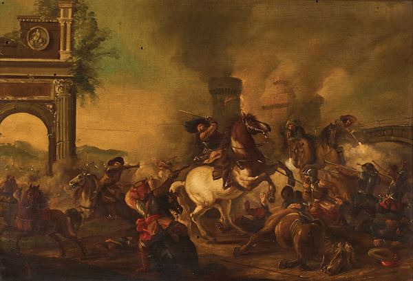 Scuola italiana del XVIII secolo Scontro di cavalleria