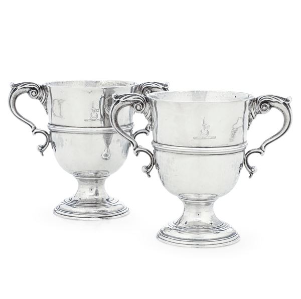 Two two handled cups, Dublin, late 1700s